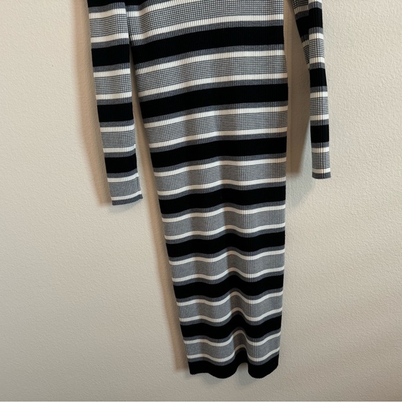 Theory Empire Wool Stripe Midi Dress Sweater Knit Dress - Picture 11 of 16